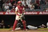 Chicago White Sox's Jacob Amaya, below, scores on a single by Luis Robert Jr. as Los Angeles Angels catcher Matt Thaiss stands at the plate during the second inning of a baseball game, Monday, Sept. 16, 2024, in Anaheim, Calif. (AP Photo/Mark J. Terrill)