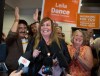 NDP candidate Leila Dance celebrates as she is elected a member of Parliament representing Winnipeg’s Elmwood-Transcona riding at the NDP headquarters in Winnipeg, Man., Monday, September 16, 2024. THE CANADIAN PRESS/David Lipnowski