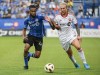 CF Montreal's Raheem Edwards (44) and Toronto FC's Federico Bernardeschi (10) vie for the ball during first half MLS soccer action in Montreal, Saturday, July 20, 2024. 
Toronto FC, looking to escape the playoff wild-card and improve its post-season seeding, prepares for the visit of powerful Columbus on Wednesday. THE CANADIAN PRESS/Graham Hughes
