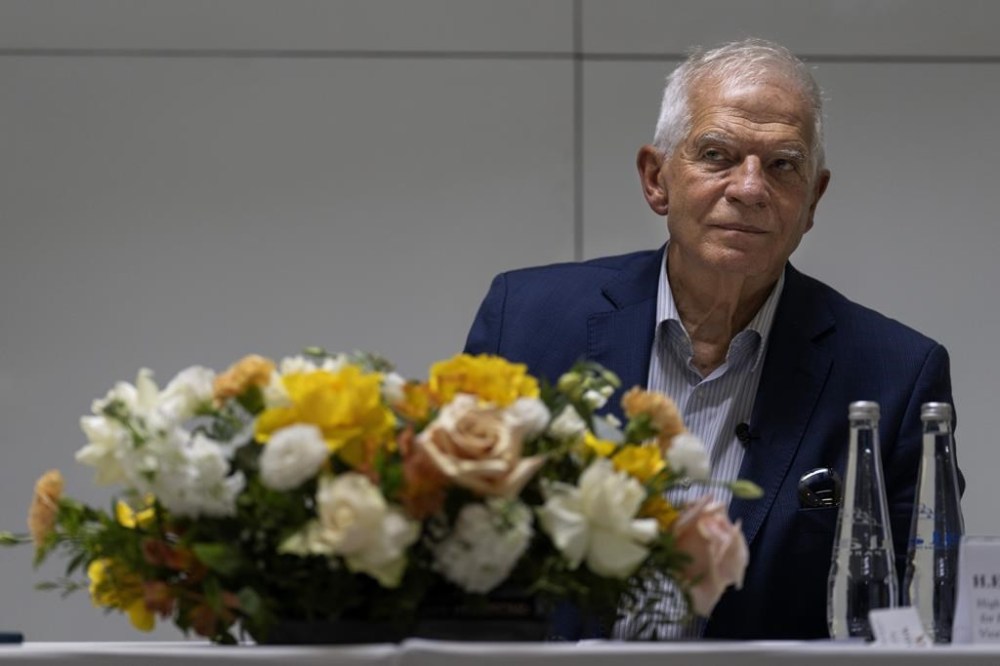 European Union foreign policy chief Josep Borrell, listens to a question from a journalist during a press conference in Dubai, United Arab Emirates, Tuesday, Sept. 17, 2024. (AP Photo/Altaf Qadri)