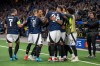 Aston Villa's player celebrate their side's second goal during the Champions League opening phase soccer match between Young Boys Bern and Aston Villa in Bern, Switzerland, Tuesday, Sept. 17, 2024. (Peter Peter Schneider/Keystone via AP)