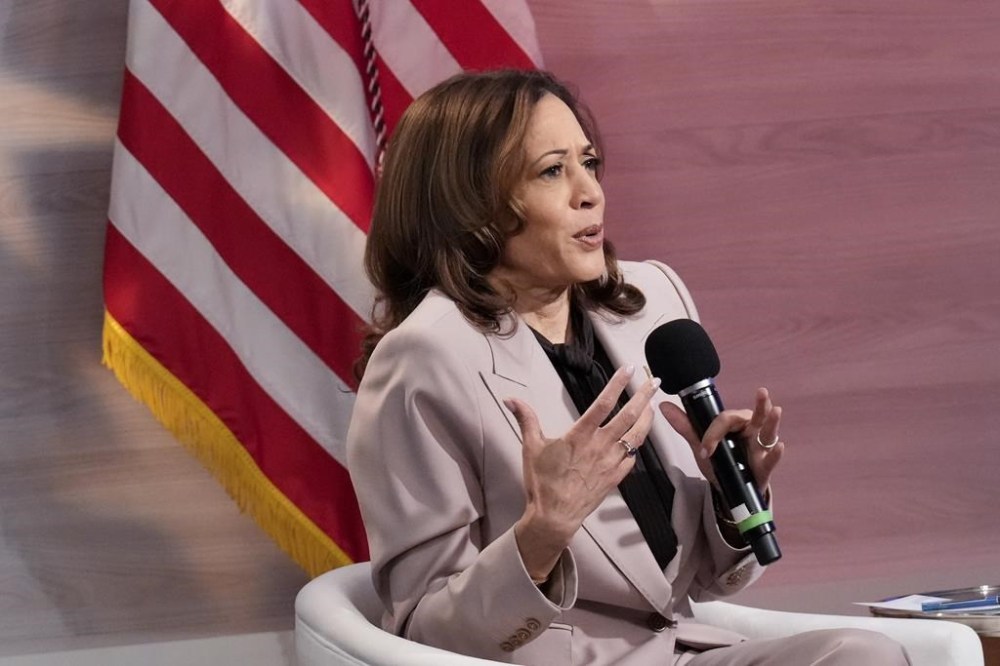 Democratic presidential nominee Vice President Kamala Harris is interviewed by the National Association of Black Journalists at the WHYY studio in Philadelphia, Tuesday, Sept. 17, 2024. (AP Photo/Jacquelyn Martin)