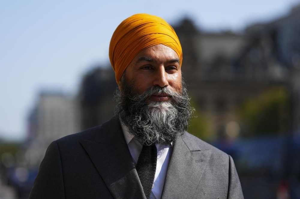 NDP Leader Jagmeet Singh walks on Parliament Hill, in Ottawa, Monday, Sept. 16, 2024, as members of Parliament return from summer break. Two Liberal ministers are accusing Conservatives of lending their support to convoy-adjacent protesters who harassed Jagmeet Singh, among others, outside of Parliament Hill this week. THE CANADIAN PRESS/Sean Kilpatrick