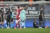 during the Champions League opening phase soccer match Brest's Romain Faivre celebrates a goal between Brest and Sturm Graz in Guingamp, western France, Thursday, Sept. 19, 2024. (AP Photo/Christophe Ena)