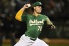 Oakland Athletics pitcher J.T. Ginn throws against the New York Yankees during the fifth inning of a baseball game Friday, Sept. 20, 2024, in Oakland, Calif. (AP Photo/Eakin Howard)
