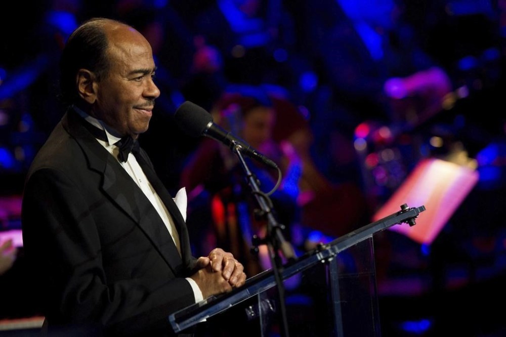 FILE - Benny Golson speaks at the National Endowment for the Arts Jazz Master Awards Ceremony and Concert held in New York, Jan. 11, 2011. (AP Photo/Charles Sykes, file)