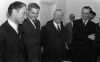 Prime Minister Lester B. Pearson, third from left, poses with new cabinet ministers Pierre Trudeau, left to right, John Turner and Jean Chrétien in Ottawa on April 4, 1967. THE CANADIAN PRESS/Chuck Mitchell