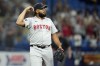 Boston Red Sox relief pitcher Kenley Jansen reacts after closing out the Tampa Bay Rays during the ninth inning of a baseball game Wednesday, Sept. 18, 2024, in St. Petersburg, Fla. (AP Photo/Chris O'Meara)