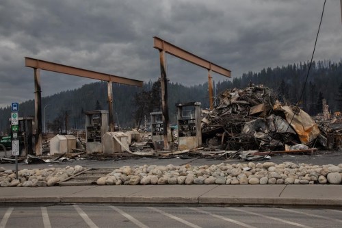 Canada's wildfire season is on track to be second largest of this century as a measure of area burned, trailing only last year's record-breaking season.The burned-out Esso gas station in Jasper, Alta. is shown on Friday July 26, 2024. THE CANADIAN PRESS/Amber Bracken