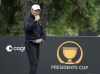 International team captain Mike Weir speaks on the radio during the team's practice session at the Presidents Cup golf tournament at Royal Montreal Wednesday, Sept. 25, 2024, in Montreal. THE CANADIAN PRESS/Ryan Remiorz