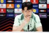 Tottenham Hotspur's Son Heung-Min, gestures during a press conferece, at Hotspur Way Training Ground, in London, Wednesday, Sept. 25, 2024, ahead of their Europa League soccer match against Qarabağ FK on Thursday. (Zac Goodwin/PA via AP)