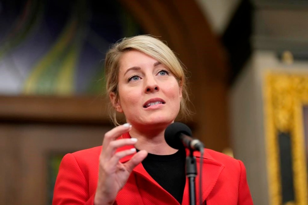 Minister of Foreign Affairs Melanie Joly speaks with reporters speaks about the situation in Lebanon in the Foyer of the House of Commons before question period, Wednesday, September 25, 2024 in Ottawa. THE CANADIAN PRESS/Adrian Wyld