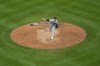 Miami Marlins pitcher Brett de Geus throws during the seventh inning of a baseball game against the New York Mets, Saturday, Aug. 17, 2024, in New York. THE CANADIAN PRESS/AP-Pamela Smith