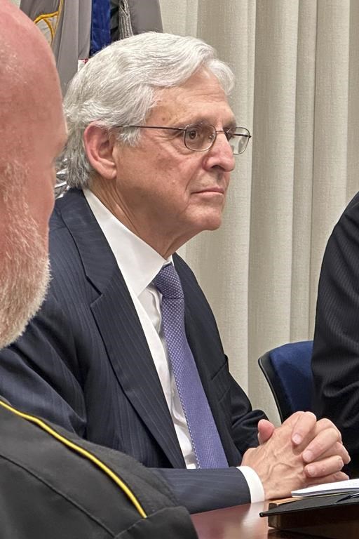 U.S. Attorney General Merrick Garland meets with U.S Attorney for the Southern District of Mississippi Todd Gee, not pictured, and local law enforcement representatives, Wednesday, Sept. 25, 2024, in Jackson, Miss. (Jerry Mitchell/Mississippi Today via AP)