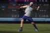 Los Angeles Dodgers pitcher Clayton Kershaw throws before the Los Angeles Dodgers host the San Diego Padres in a baseball game Thursday, Sept. 26, 2024, in Los Angeles. (AP Photo/Ashley Landis)