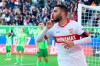 Stuttgart's Deniz Undav celebrates after scoring his side's second goal during the German Bundesliga soccer match between VfL Wolfsburg and VfB Stuttgart at the Volkswagen Arena, in Wolfsburg, Germany, Sept. 28, 2024. (Swen Pförtner/dpa via AP)