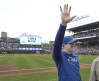 Chicago Cubs starting pitcher Kyle Hendricks acknowledger the crowds applause after the team's 3-0 win over the Cincinnati Reds in a baseball game Saturday, Sept. 28, 2024, in Chicago. (AP Photo/Charles Rex Arbogast)