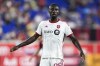 Toronto FC forward Prince Osei Owusu during an MLS soccer match against the New York Red Bulls, Saturday, June 22, 2024, in Harrison, N.J. The Red Bulls won 3-0. (AP Photo/Julia Nikhinson)