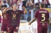 Roma's Niccolo Pisilli reacts after he scored during the Serie A soccer match between Roma and Venezia, in Rome, Italy, Sunday, Sept. 29, 2024. (AP Photo/Alessandra Tarantino)