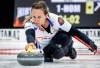 Team Homan skip Rachel Homan delivers a stone against Team Skrlik during the women's curling final at the PointsBet Invitational in Calgary, Alta., Sunday, Sept. 29, 2024. THE CANADIAN PRESS/Jeff McIntosh