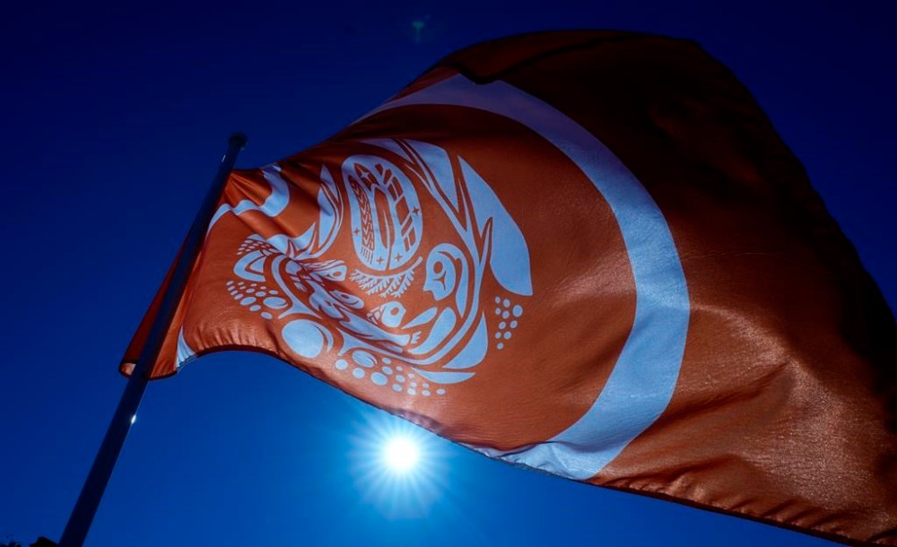 The Survivors flag flies on Parliament Hill ahead of ceremonies to mark National Day for Truth and Reconciliation, Monday, Sept. 30, 2024 in Ottawa. THE CANADIAN PRESS/Adrian Wyld