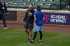 Baltimore Orioles catcher Adley Rutschman, right, talks with Kansas City Royals starting pitcher Michael Lorenzen during a baseball workout a day before the teams' wild card playoff game, Monday, Sept. 30, 2024, in Baltimore. (AP Photo/Stephanie Scarbrough)