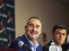 St. Louis Cardinals President of baseball operations John Mozeliak, left, fields questions from reporters as Chaim Bloom looks on during a press conference Monday, Sept. 30, 2024, at Busch Stadium in St. Louis. (Zachary Linhares/St. Louis Post-Dispatch via AP)