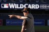 San Diego Padres manager Mike Shildt points during a practice a day before the first game of a National League wild-card baseball series against the Atlanta Braves, Monday, Sept. 30, 2024, in San Diego. (AP Photo/Gregory Bull)