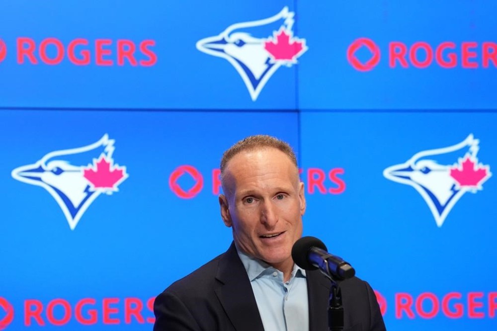 Toronto Blue Jays president Mark Shapiro addresses an end-of-season news conference in Toronto on Wednesday, Oct.2, 2024. THE CANADIAN PRESS/Nathan Denette