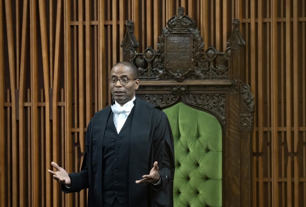 Speaker of the House of Commons Greg Fergus calms Members of Parliament during question period, Thursday, September 19, 2024 in Ottawa. Government business has been put on indefinite pause in the House of Commons and the Conservatives say it will stay that way until the Liberals hand over documents related to misspent government dollars.THE CANADIAN PRESS/Adrian Wyld