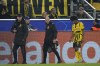Dortmund's Karim Adeyemi, right, leaves the pitch after an injuring during the Champions League opening phase soccer match between Borussia Dortmund and Celtic FC at the BVB Stadion in Dortmund, Germany, Tuesday, Oct. 1, 2024. (AP Photo/Martin Meissner)