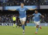 Napoli's Scott McTominay celebrates scoring during the Serie A soccer match between Napoli and Como at the Diego Armando Maradona Stadium in Naples, Italy, Friday Oct. 4, 2024. (Alessandro Garofalo/LaPresse via AP)