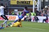 Crystal Palace's Eddie Nketiah, centre, and Liverpool's goalkeeper Alisson challenge for the ball during the English Premier League soccer match between Crystal Palace and Liverpool at Selhurst Park in London, Saturday, Oct. 5, 2024.(AP Photo/Ian Walton)