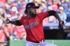 Cleveland Guardians' Emmanuel Clase pitches in the ninth inning during Game 1 of baseball's AL Division Series against the Detroit Tigers, Saturday, Oct. 5, 2024, in Cleveland. (AP Photo/Phil Long)