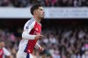 Arsenal's Kai Havertz celebrates after scoring his side's opening goal during the English Premier League soccer match between Arsenal and Southampton at the Emirates Stadium in London, Saturday, Oct. 5, 2024. (AP Photo/Kirsty Wigglesworth)