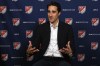 FILE - Austin FC head coach Josh Wolf gestures during an interview in New York, Feb. 26, 2020. (AP Photo/Richard Drew, file)