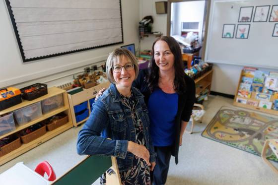 Deidre Sagert (left), an early years support teacher for the St. James School Division, and Brooklands School Principal Samantha Amaral. (Mike Deal / Free Press)