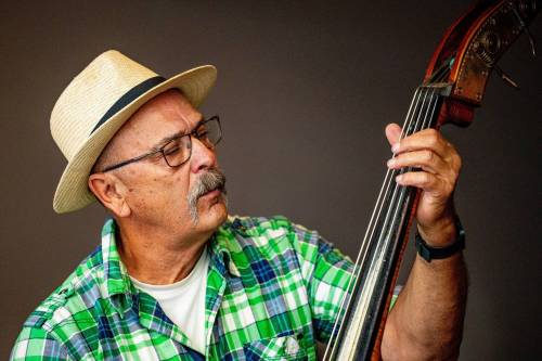 NIC ADAM / FREE PRESS
                                Don Wiebe plucks his double bass during a recent Friday morning bluegrass jam at the Lake Trail Family Restaurant in Anola.