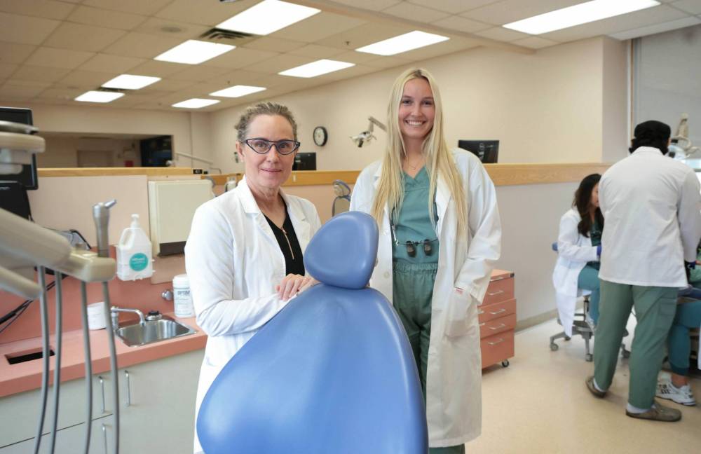 Ruth Bonneville / Free Press
Trenna Reeve, assistant professor and associate dean (cinics) and Allissa Morrice, a fourth-year dentistry student at the U of M, said students are seeing a shortage of real-life patients.