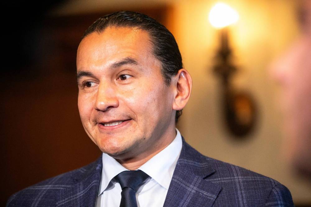 MIKAELA MACKENZIE / FREE PRESS
                                Premier Wab Kinew defends the NDP caucus’ decision to oust MLA Mark Wasyliw at the Manitoba Legislative Building on Tuesday.