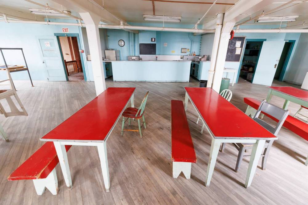 MIKE DEAL / FREE PRESS
Colourful tables and benches adorn a break room in one of the Nutty Club’s manufacturing facilities.