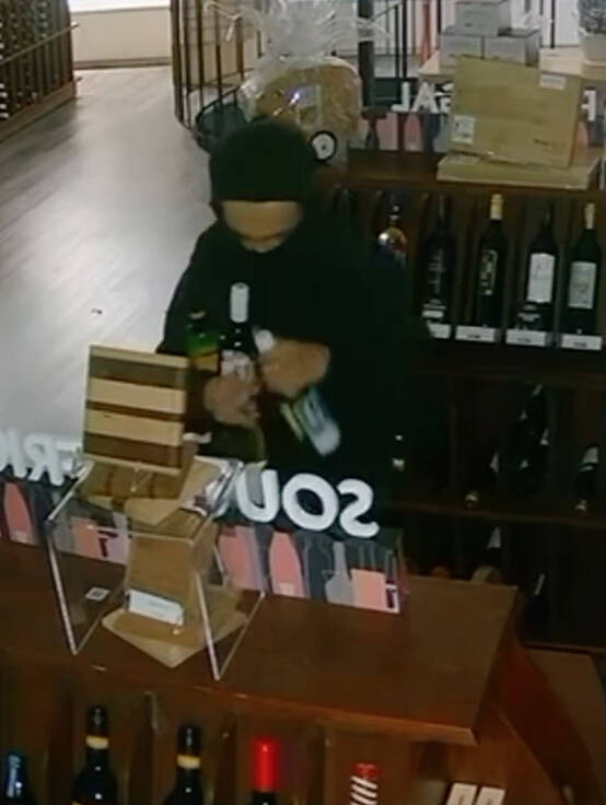 SUPPLIED
Security cameras captured footage of thieves loading up on wine on Sept. 14 and during the Labour Day long weekend.