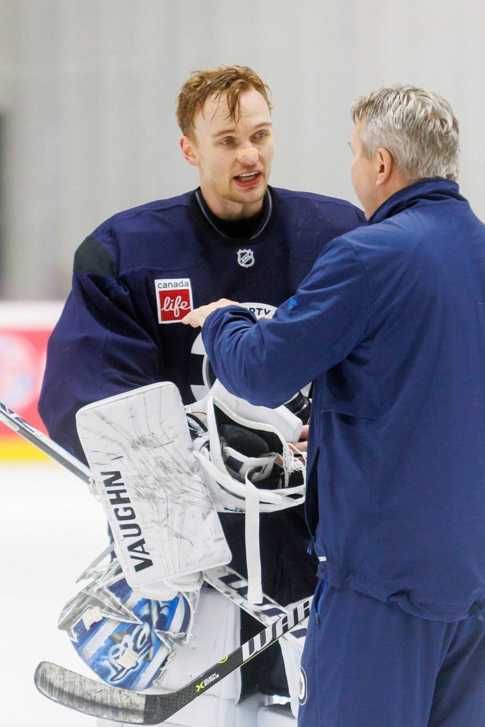 MIKE DEAL / FREE PRESS
“What I’ve heard and what I’ve seen now is the goaltending coaching here, the whole set-up and everything is phenomenal,” Kaapo Kähkönen said Friday.