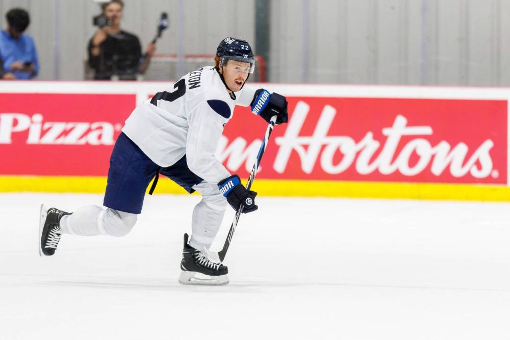 MIKE DEAL / FREE PRESS Winnipeg Jets’ Mason Appleton (22) during training camp at Hockey For All Centre (Iceplex) Friday. 240920 - Friday, September 20, 2024.
MIKE DEAL / FREE PRESS
Mason Appleton recorded career bests in goals (14), assists (22) and points (36) while appearing in all 82 games for the Jets for the first time in his professional career.