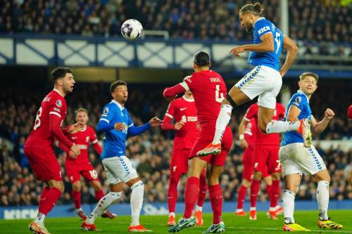 JON SUPER/ASSOCIATED PRESS FILES
                                Everton’s Dominic Calvert-Lewin (top), scores a spectacular goal during an English Premier League match against Liverpool.