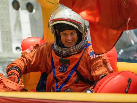 Astronaut Jeremy Hansen trains for the Artemis II mission earlier this year at NASA’s Lyndon B. Johnson Space Center in Houston. (Josh Valcarcel photo)