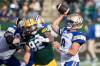THE CANADIAN PRESS/Jason Franson
                                Winnipeg Blue Bombers quarterback Zach Collaros (8) makes the throw as Edmonton Elks’ Noah Curtis (92) chases during first half CFL action in Edmonton, on Saturday.