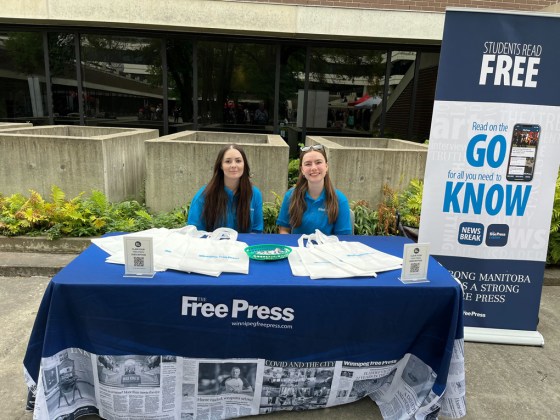From left: Free Press staff Christina and Nadya at Red River College Polytech's Notre Dame Campus.