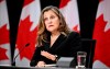 Deputy Prime Minister and Minister of Finance Chrystia Freeland speaks at a news conference on the government's economic plan, at National Press Theatre in Ottawa, on Tuesday, Oct. 8, 2024. THE CANADIAN PRESS/Justin Tang