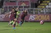 AS Roma's Manuela Giugliano kicks the 1-0 goal against Wolfsburg during a women's Champions League Group A game between AS Roma and Wolfsburg at the Tre Fontane stadium in Rome, Tuesday, Oct. 8, 2024. (Fabrizio Corradetti/LaPresse via AP)